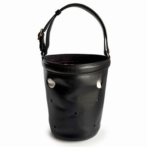 Hermes Mangeoire Bag Tote Black Box Calf Leather Feed Bucket Bag Vintage 60s